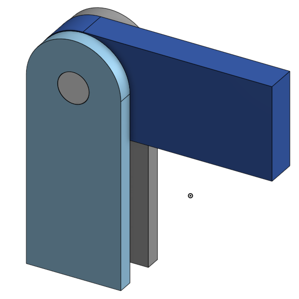 a computer-aided drawing of a hinge